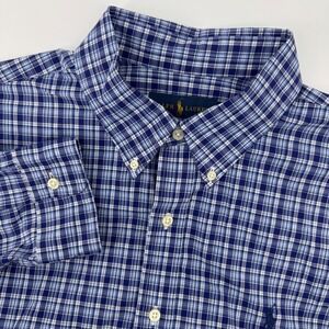 Ralph Lauren Men's XL Blue Plaid Button Down Shirt Long Sleeve Classic